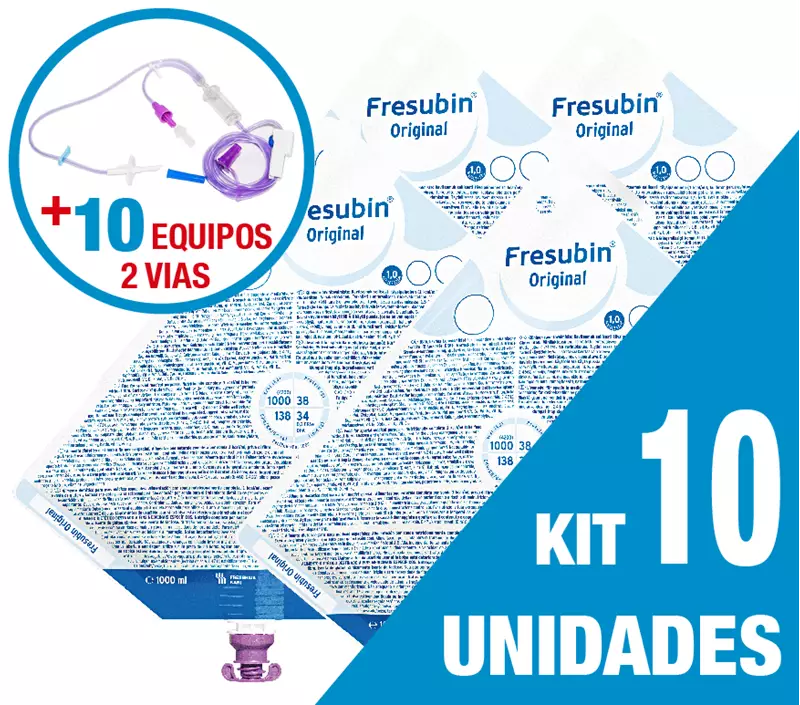 Kit C/10 Unidades Fresubin Original 1000Ml + 10 Equipos Dupla Via