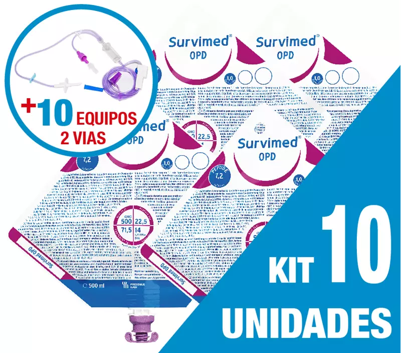 Kit c/ 10 Unidades Survimed Opd  1000Ml + 10 Equipos Dupla Via