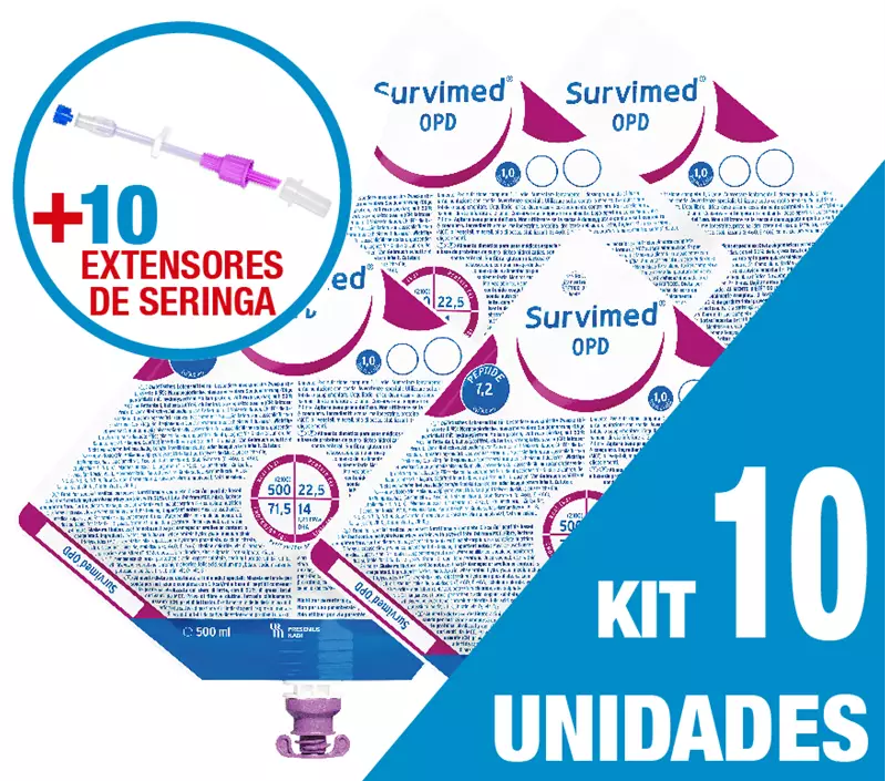 Kit C/10 Unidades Survimed Opd 500Ml + 10 Equipos Dupla Via.